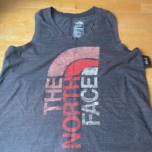 The North Face Charcoal Tank with Red and White Logo